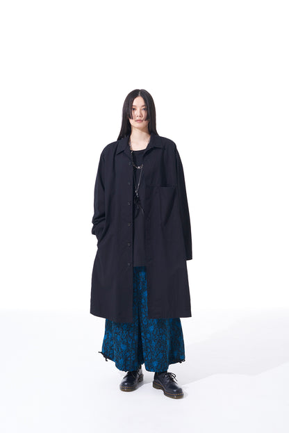 THORNY PATTERN JACQUARD GUSSETED HEM KATSURAGI LONG SHIRT