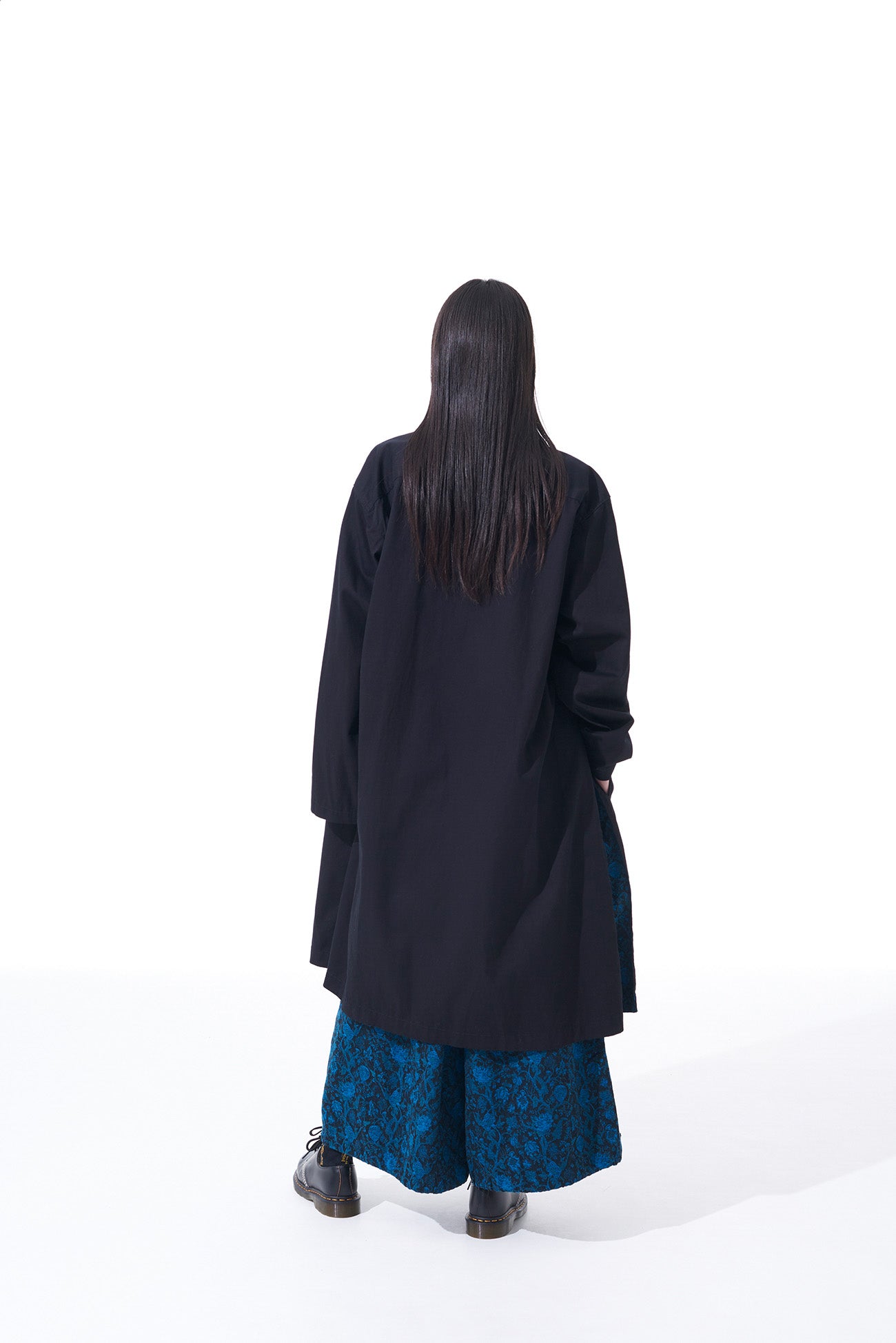 THORNY PATTERN JACQUARD GUSSETED HEM KATSURAGI LONG SHIRT