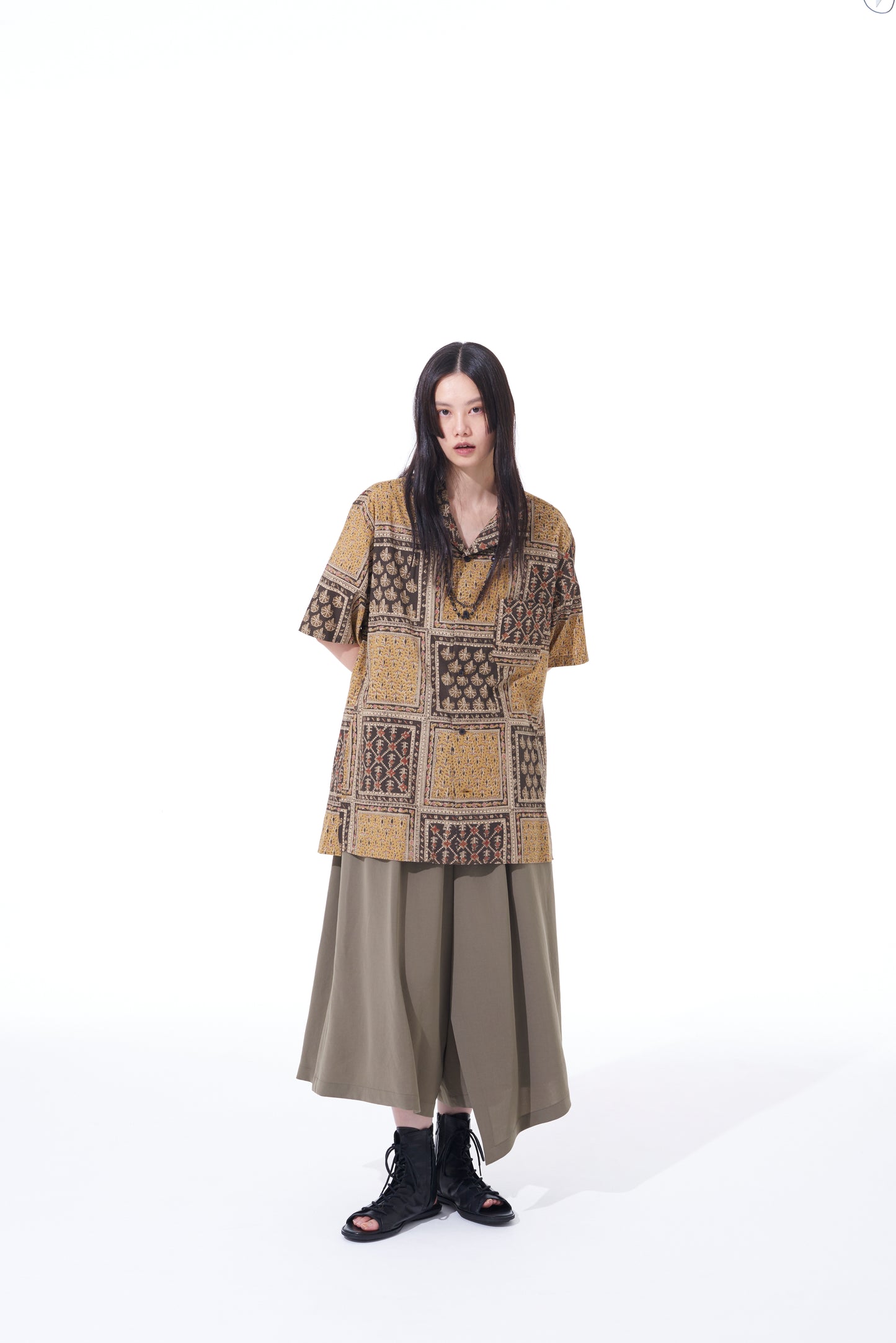 INDIAN BLOCK PRINTED SQUARE PATTERN HALF-SLEEVE SHIRT