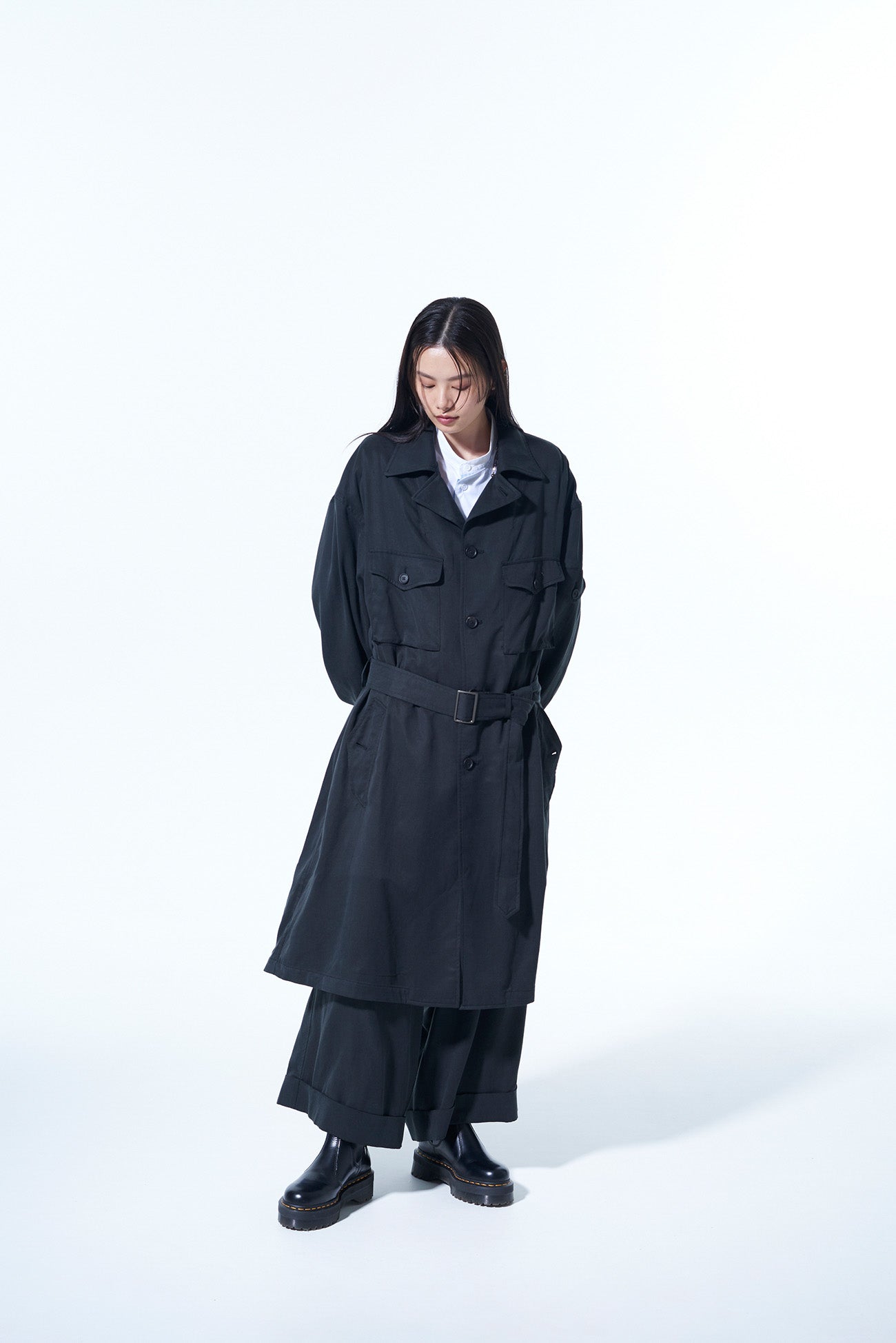 BIO-WASH LYOCELL TWILL OVERSIZE MILITARY COAT