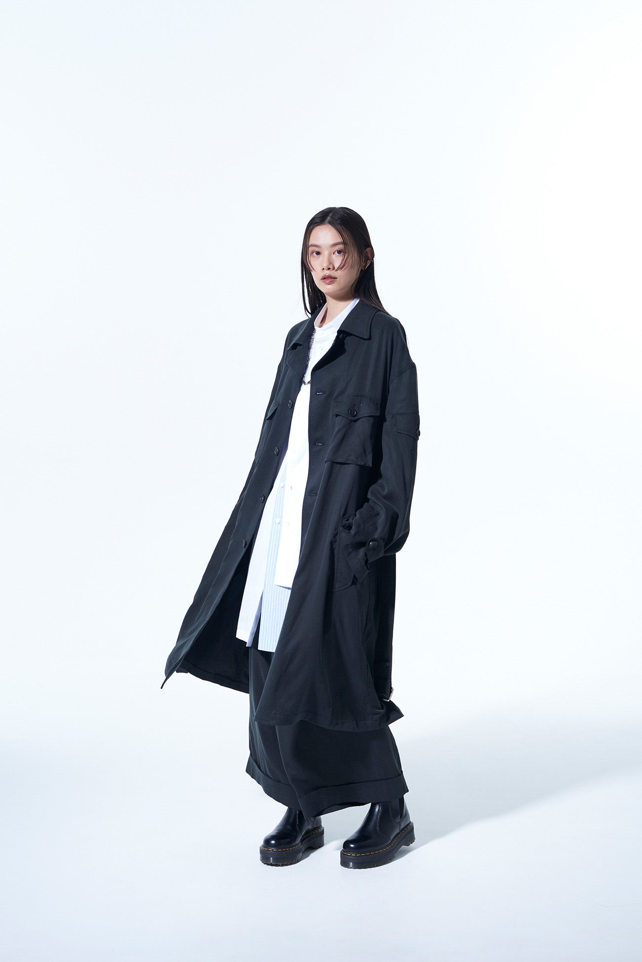 BIO-WASH LYOCELL TWILL OVERSIZE MILITARY COAT