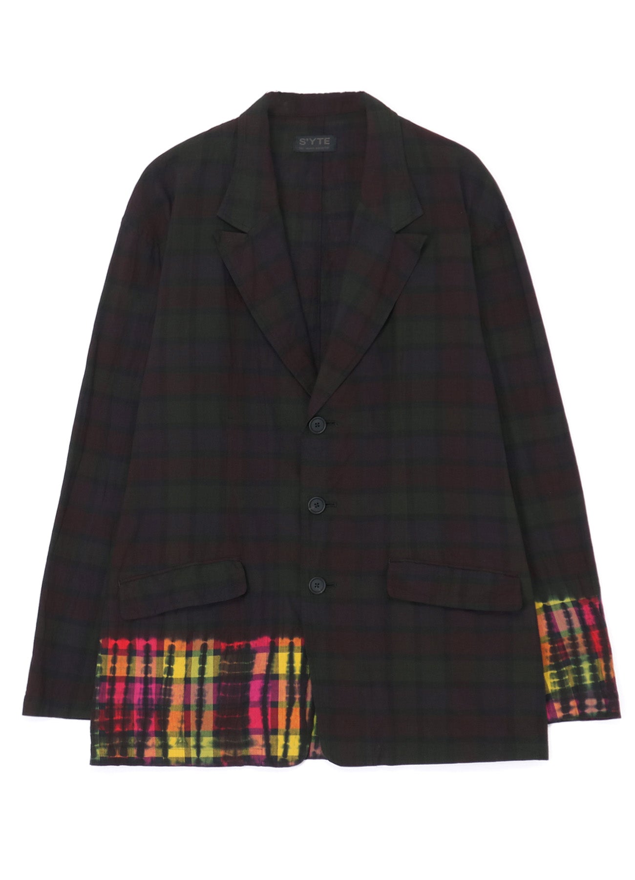 INDIAN MADRAS CHECK TIE-DIE OVERSIZED 3-BUTTON SHIRT JACKET