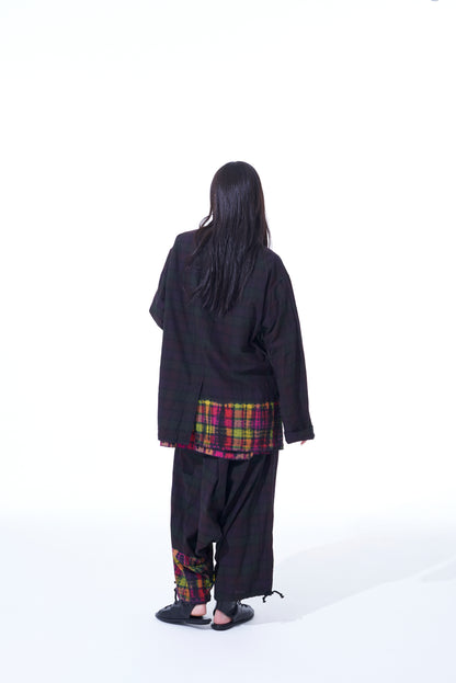 INDIAN MADRAS CHECK TIE-DIE OVERSIZED 3-BUTTON SHIRT JACKET