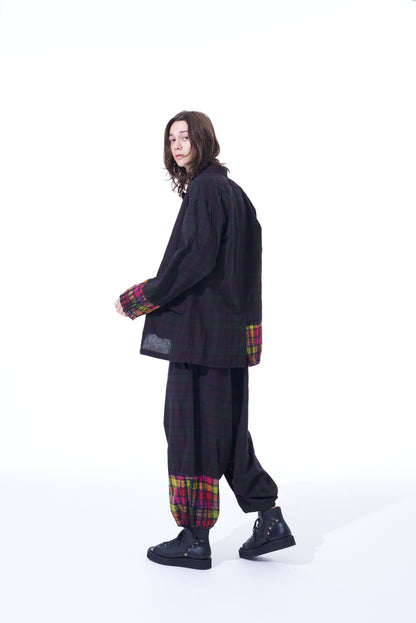 INDIAN MADRAS CHECK TIE-DIE OVERSIZED 3-BUTTON SHIRT JACKET