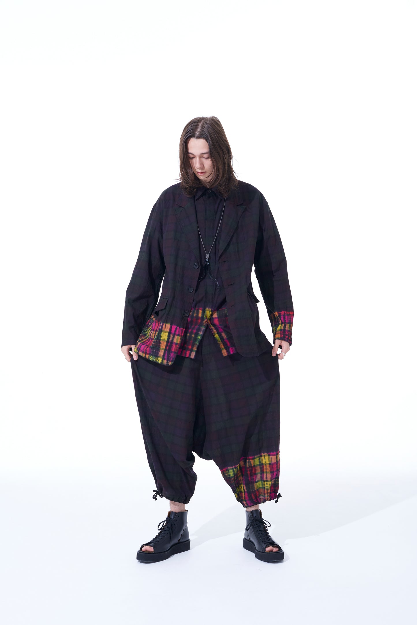 INDIAN MADRAS CHECK TIE-DIE BALLOON SARUEL PANTS