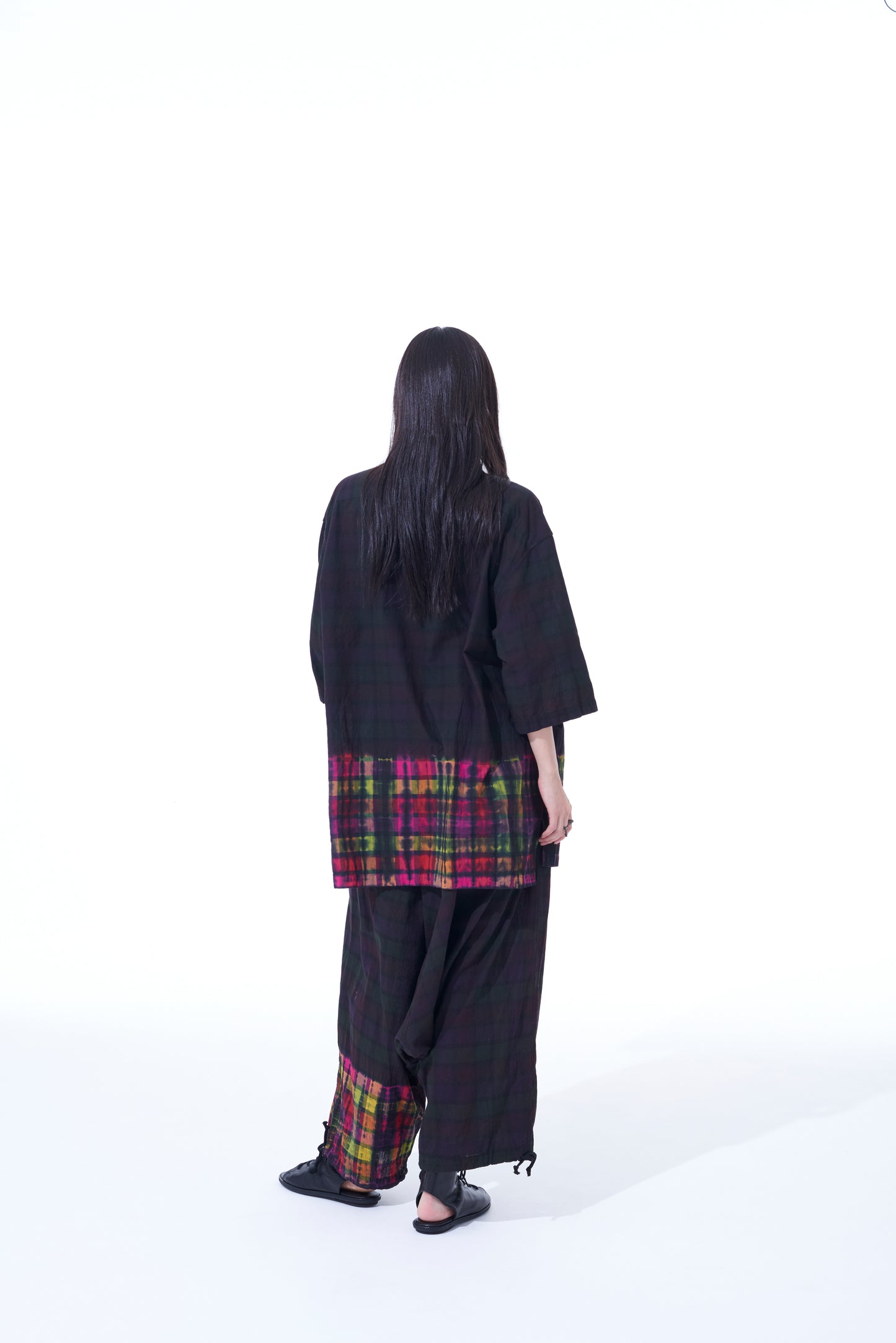 INDIAN MADRAS CHECK TIE-DIE BALLOON SARUEL PANTS