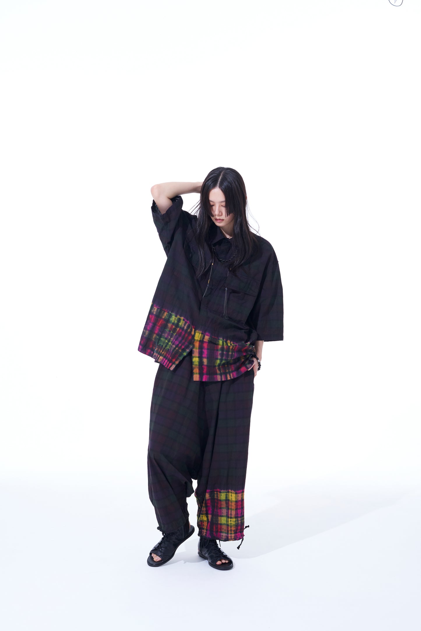 INDIAN MADRAS CHECK TIE-DIE BALLOON SARUEL PANTS