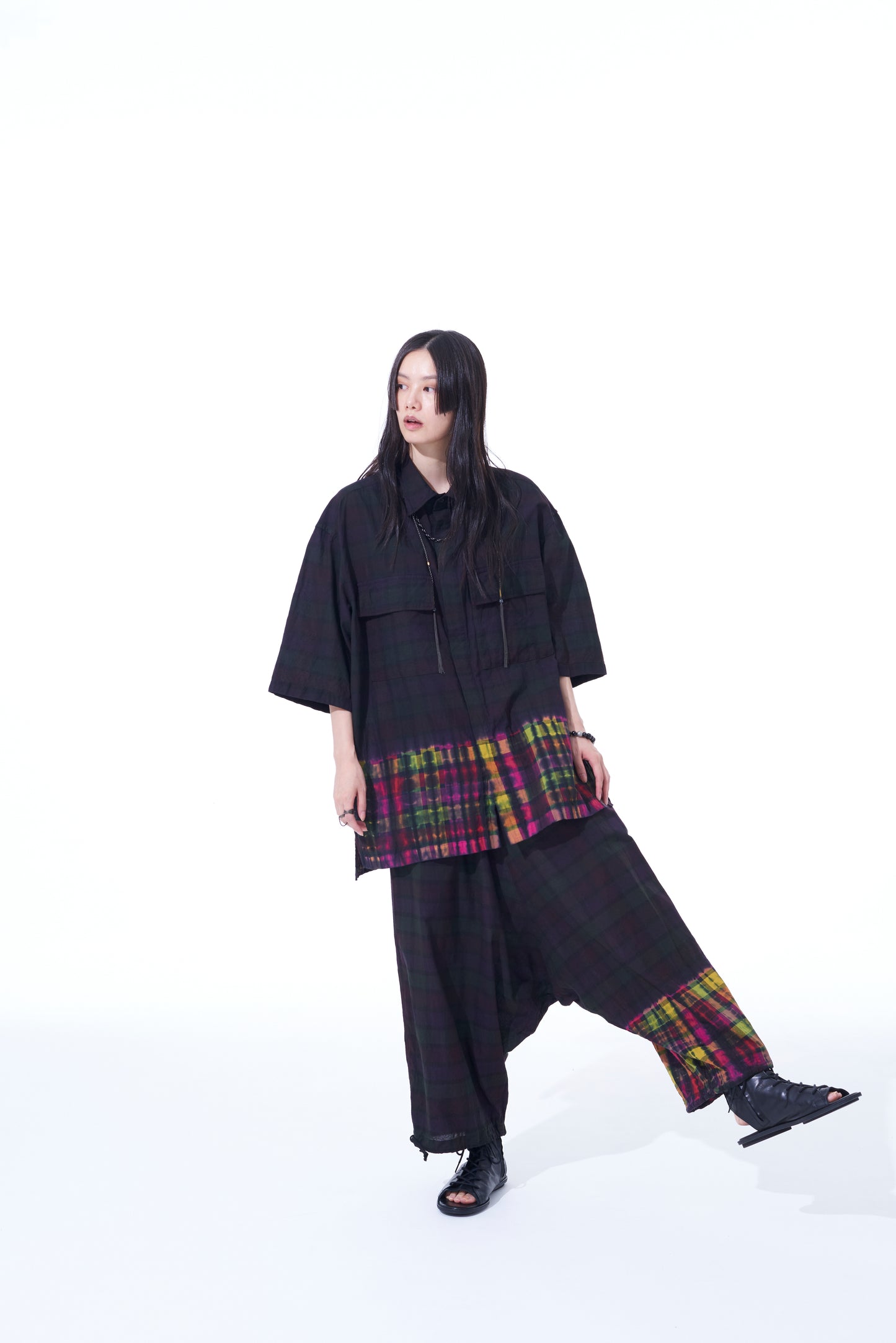 INDIAN MADRAS CHECK TIE-DIE BALLOON SARUEL PANTS