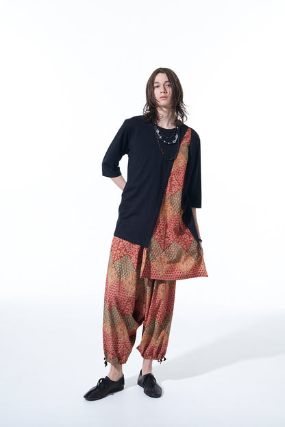 INDIAN BLOCK PRINTED BOTANICAL PATTERN BALLOON SARUEL PANTS