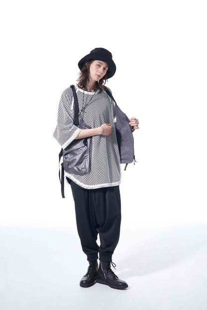 HONEYCOMB MESH BIG RAGLAN SLEEVE PULLOVER