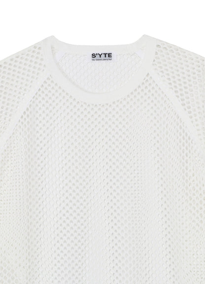 HONEYCOMB MESH BIG RAGLAN SLEEVE PULLOVER