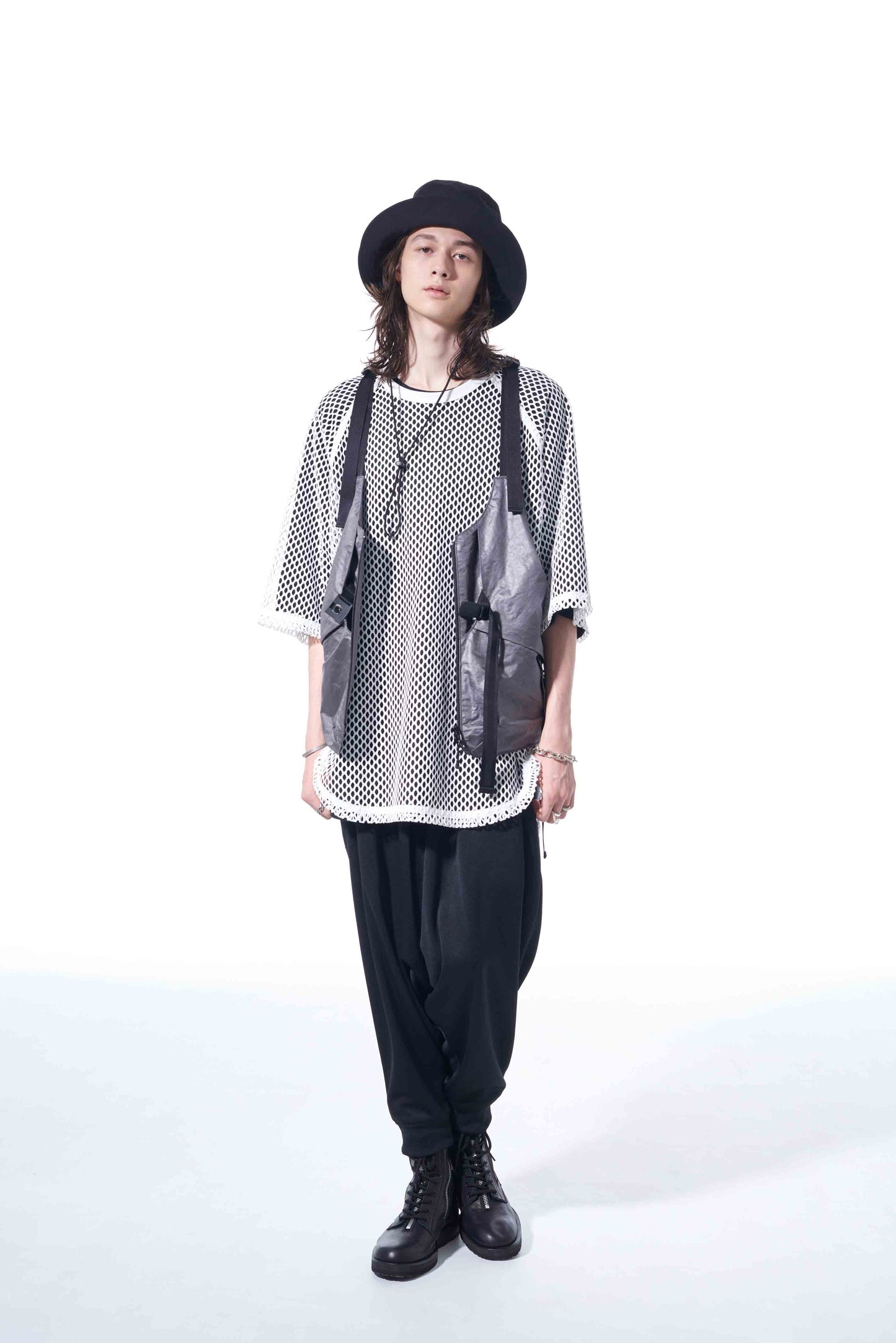 HONEYCOMB MESH BIG RAGLAN SLEEVE PULLOVER