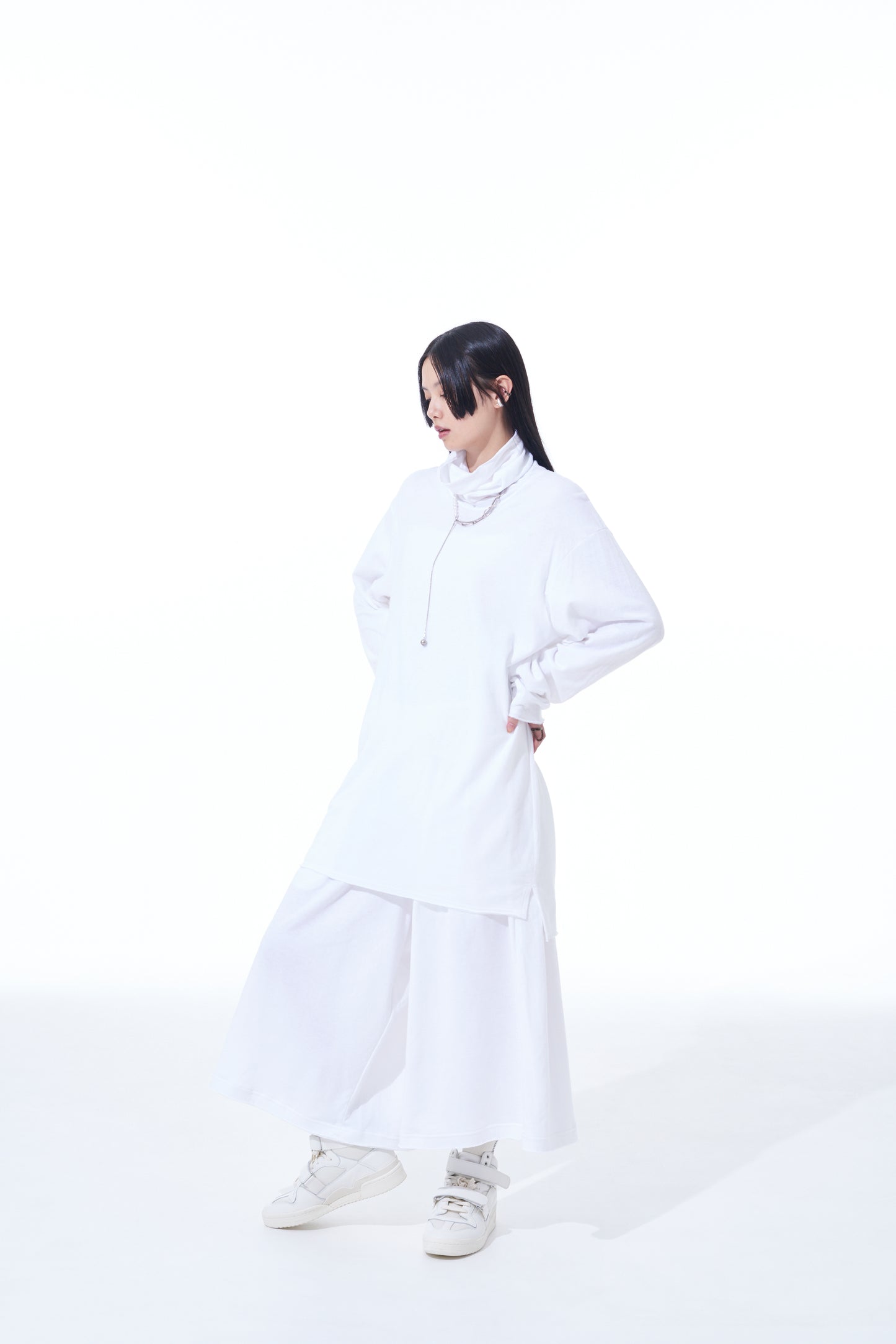 DOUBLE-FACE COTTON JERSEY TURTLENECK