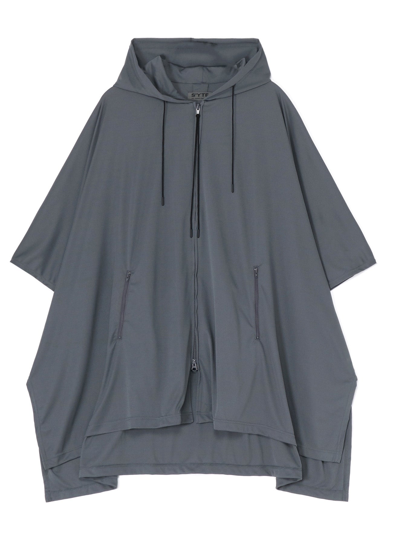 HIGH-GAUGE POLYESTER SMOOTH JERSEY HOODIE PONCHO