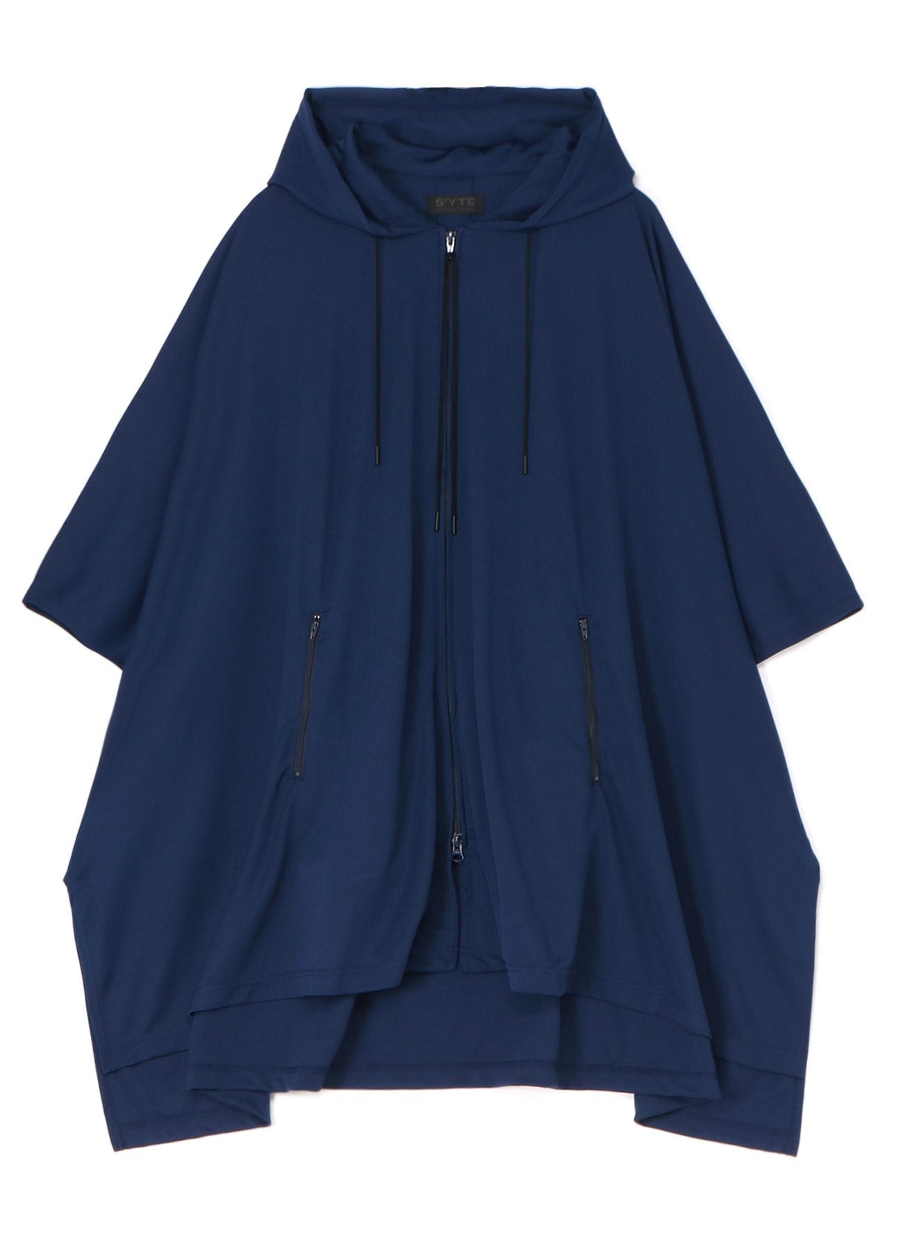 HIGH-GAUGE POLYESTER SMOOTH JERSEY HOODIE PONCHO