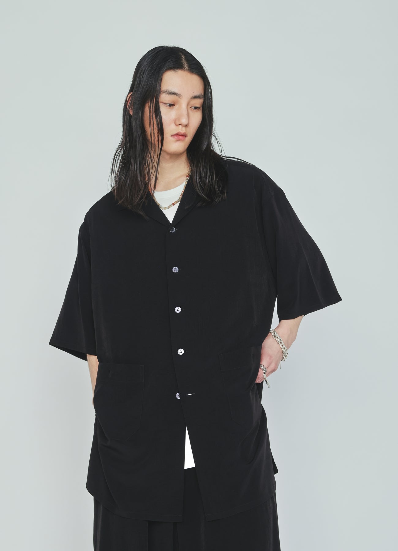 CREPE de CHINE BIG POCKET OPEN COLLAR SHIRTS – THE SHOP YOHJI YAMAMOTO