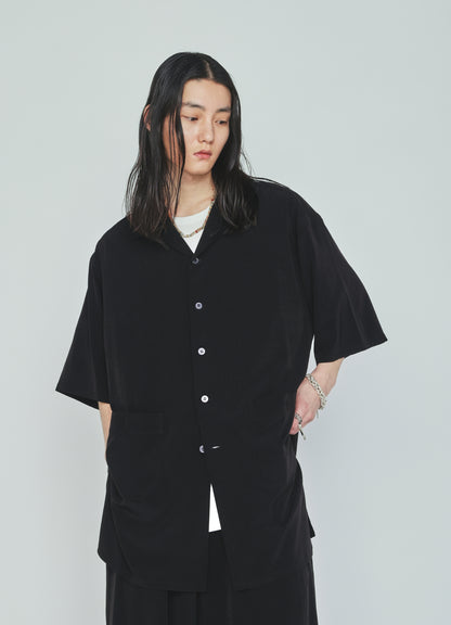 CREPE de CHINE BIG POCKET OPEN COLLAR SHIRTS