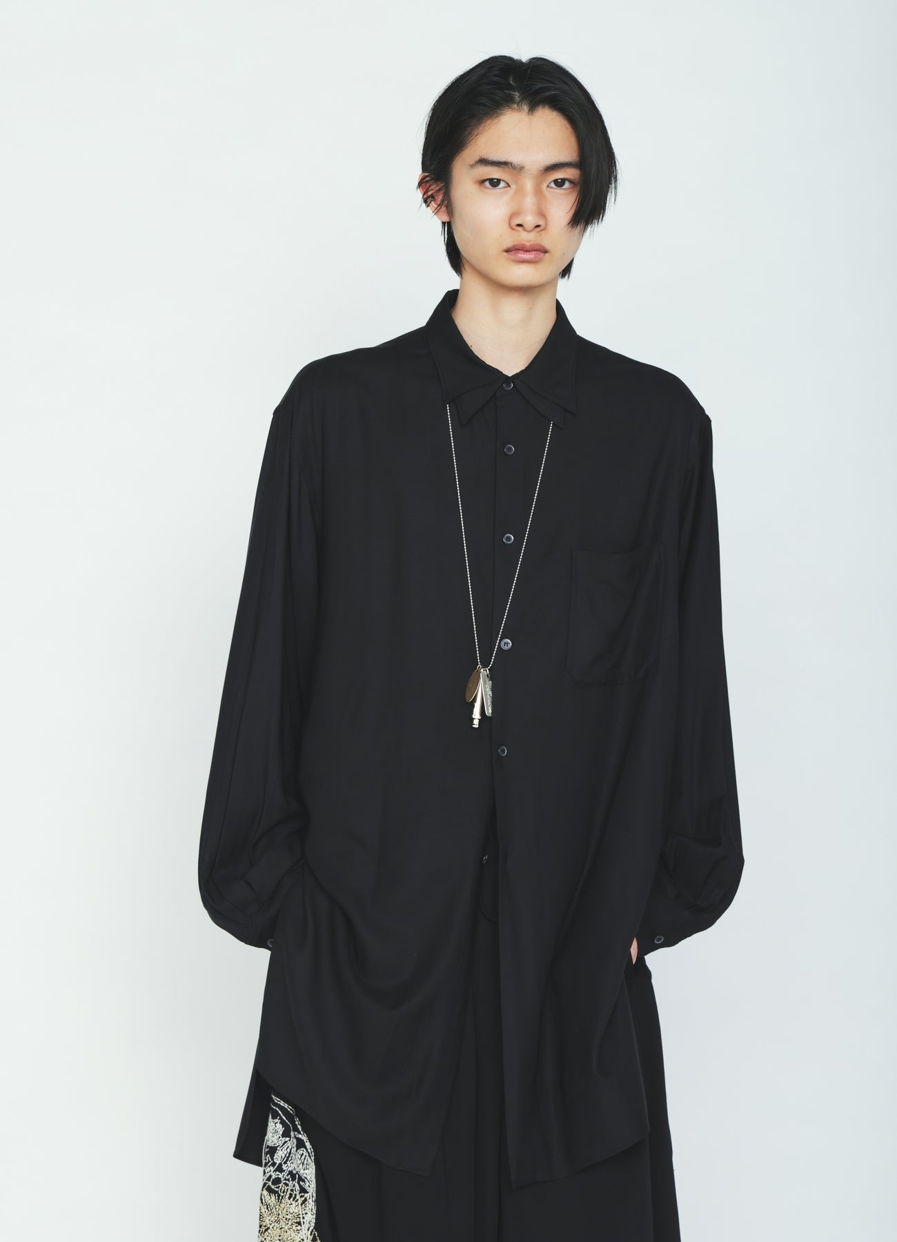 RAYON TWILL LAYERED‑COLLAR SHIRT – THE SHOP YOHJI YAMAMOTO