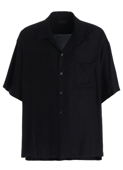 RAYON TWILL SHORT‑SLEEVE OPEN COLLAR SHIRT