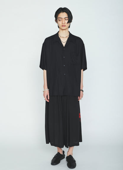 RAYON TWILL SHORT‑SLEEVE OPEN COLLAR SHIRT