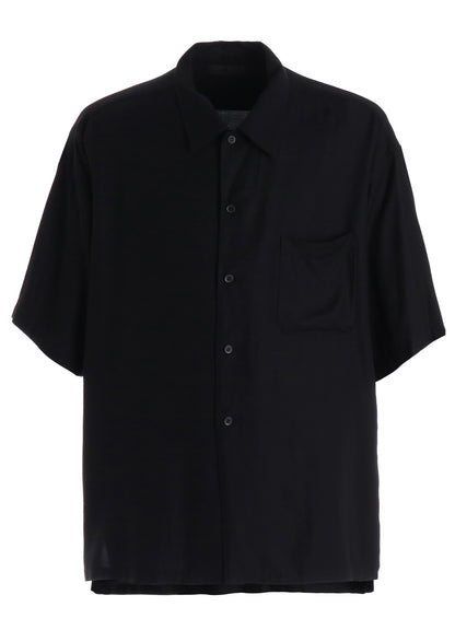 RAYON TWILL SHORT‑SLEEVE OPEN COLLAR SHIRT