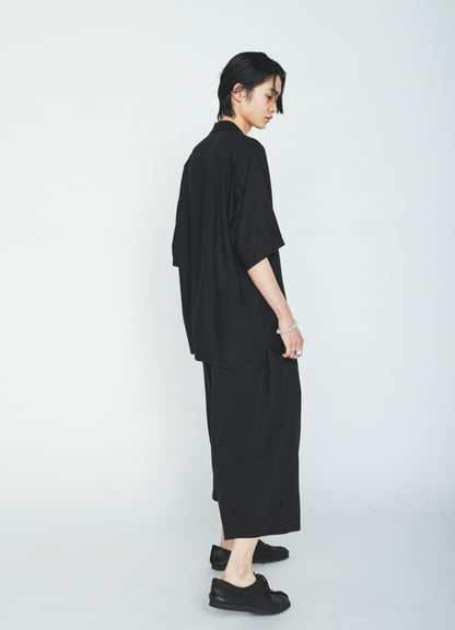 RAYON TWILL SHORT‑SLEEVE OPEN COLLAR SHIRT