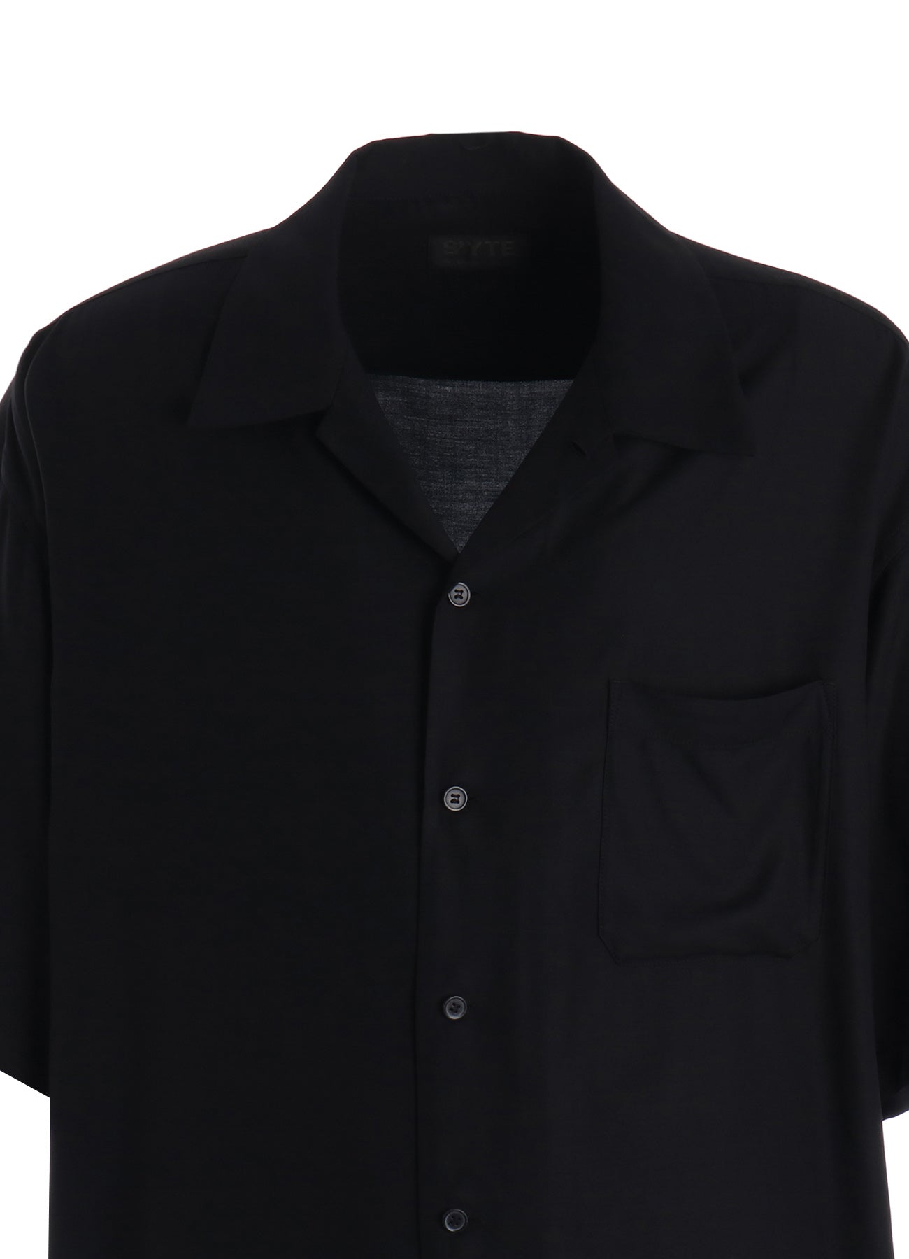 RAYON TWILL SHORT‑SLEEVE OPEN COLLAR SHIRT