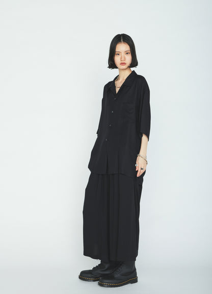 RAYON TWILL SHORT‑SLEEVE OPEN COLLAR SHIRT
