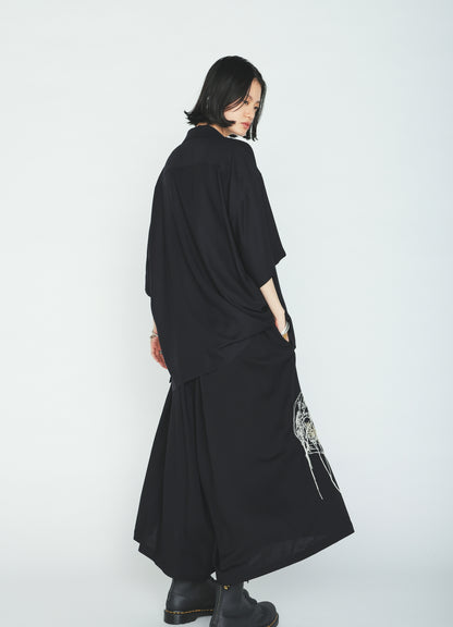 RAYON TWILL SHORT‑SLEEVE OPEN COLLAR SHIRT