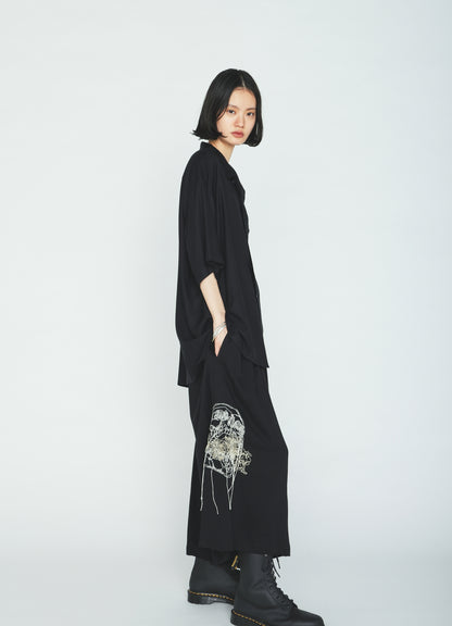 RAYON TWILL SHORT‑SLEEVE OPEN COLLAR SHIRT
