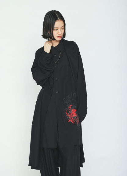 RAYON TWILL ONE‑BUTTON LONG COAT