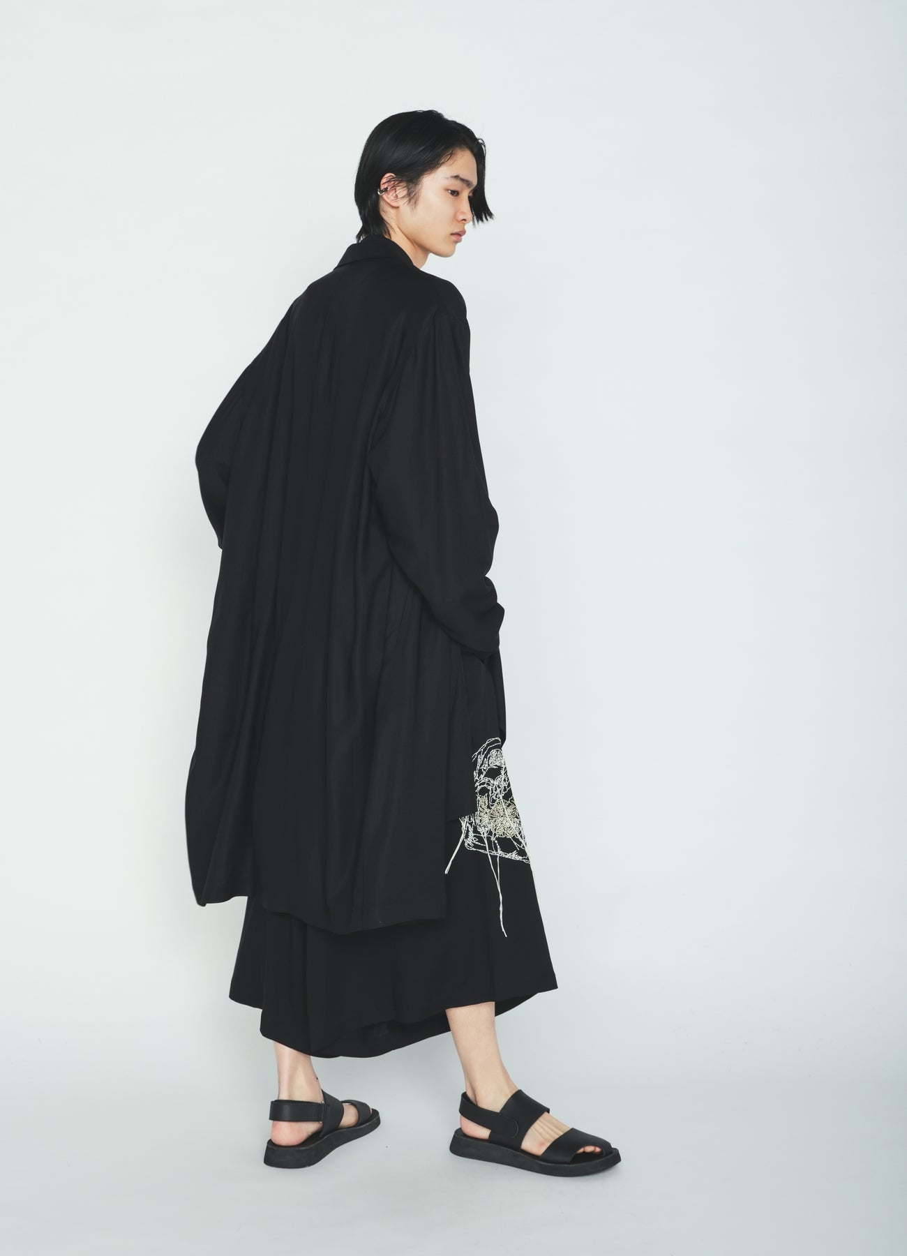 RAYON TWILL ONE‑BUTTON LONG COAT – THE SHOP YOHJI YAMAMOTO