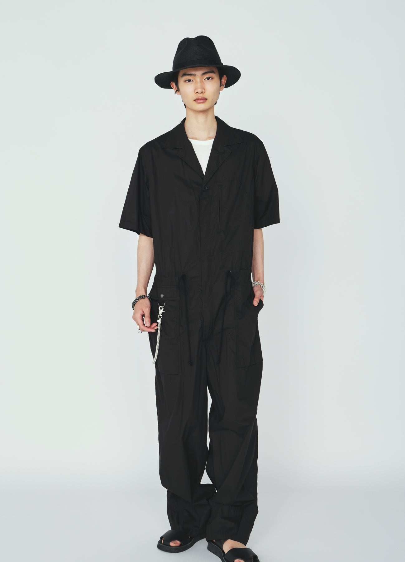 COTTON TYPEWRITER SHORT-SLEEVE JUMPSUIT – THE SHOP YOHJI YAMAMOTO
