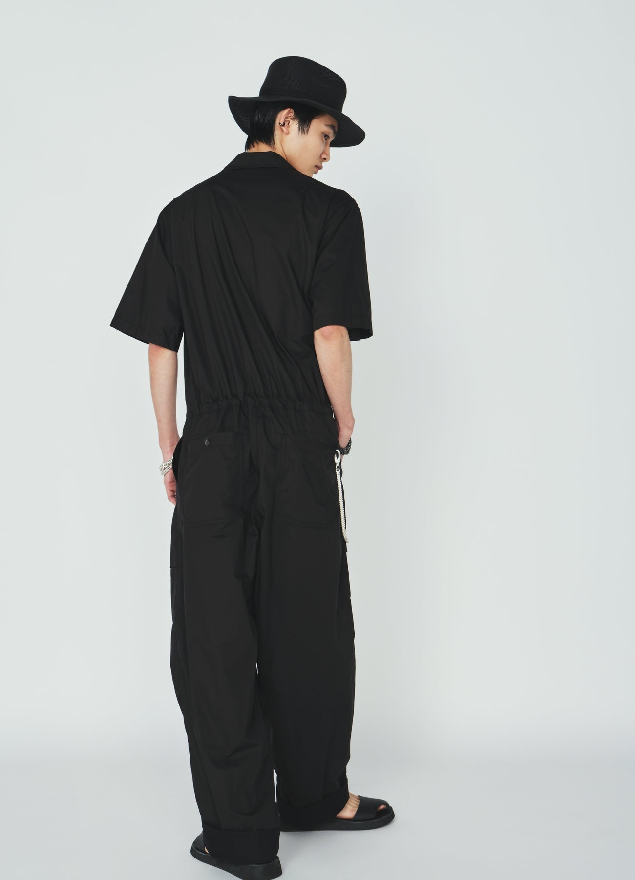COTTON TYPEWRITER SHORT-SLEEVE JUMPSUIT