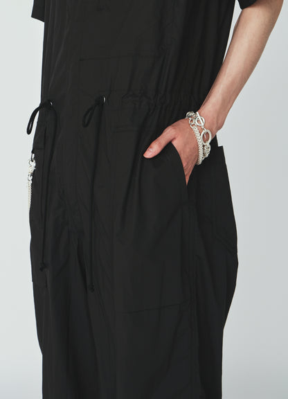 COTTON TYPEWRITER SHORT-SLEEVE JUMPSUIT