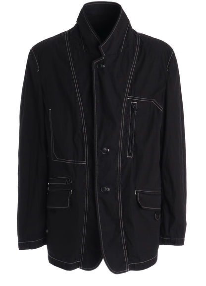 COTTON/NYLON WEATHER CLOTH ZIP-POCKET JACKET