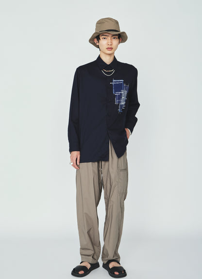 COTTON TYPEWRITER SIDE-POCKET TAPERED PANTS