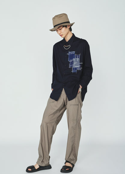 COTTON TYPEWRITER SIDE-POCKET TAPERED PANTS