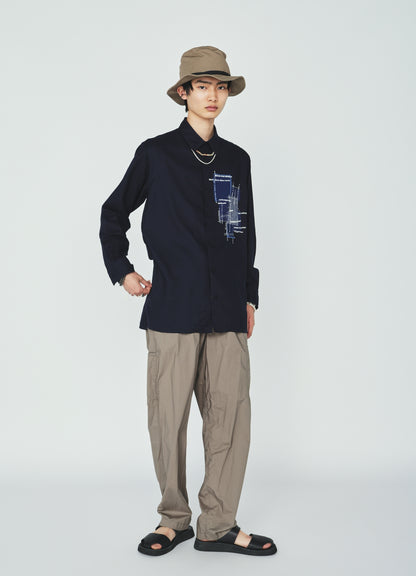 COTTON TYPEWRITER SIDE-POCKET TAPERED PANTS