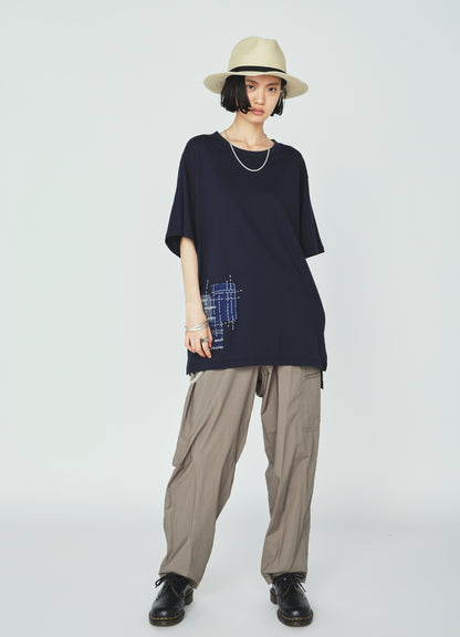 COTTON TYPEWRITER SIDE-POCKET TAPERED PANTS