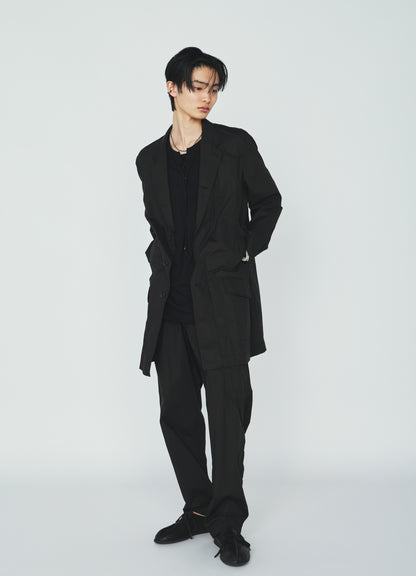 COTTON TYPEWRITER SIDE-POCKET TAPERED PANTS