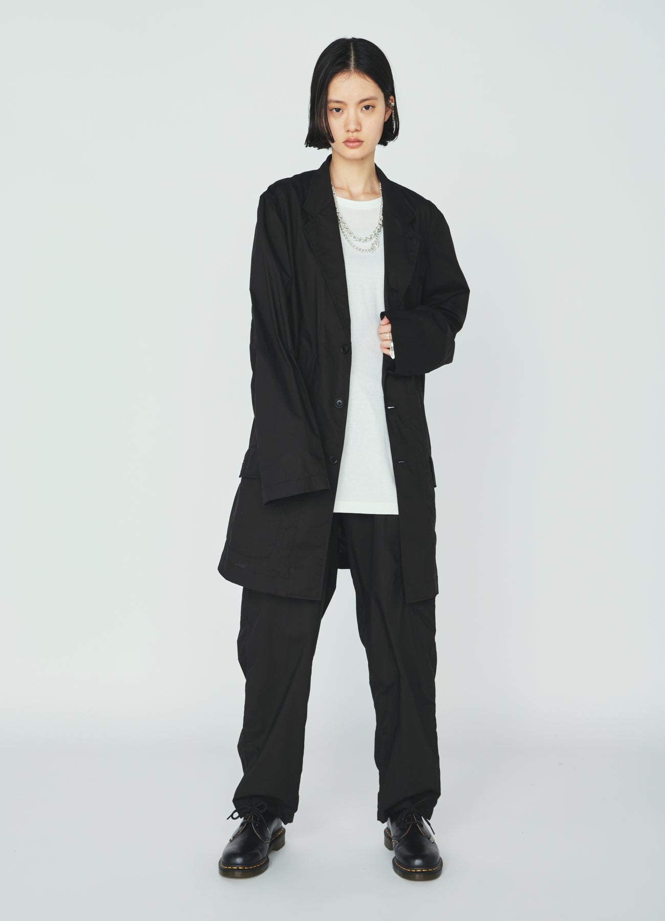 COTTON TYPEWRITER SIDE-POCKET TAPERED PANTS