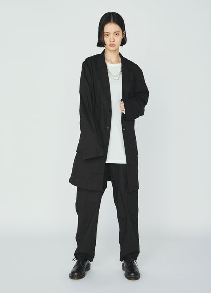 COTTON TYPEWRITER SIDE-POCKET TAPERED PANTS