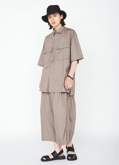 COTTON TYPEWRITER 2-TUCK SIDE-POCKET CULOTTE PANTS
