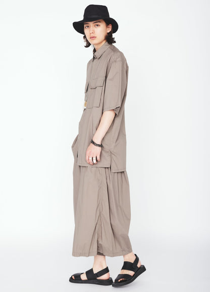 COTTON TYPEWRITER 2-TUCK SIDE-POCKET CULOTTE PANTS
