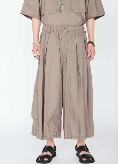 COTTON TYPEWRITER 2-TUCK SIDE-POCKET CULOTTE PANTS