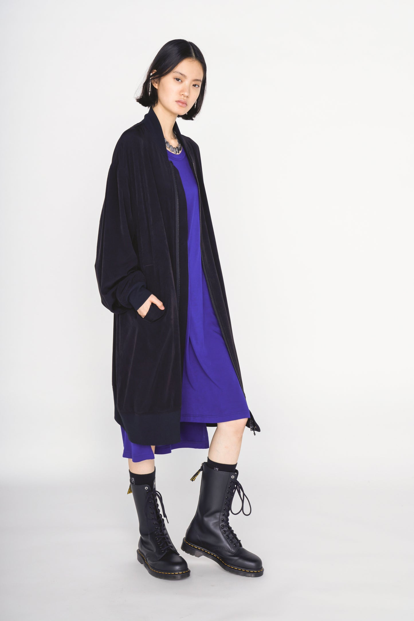 CREPE de CHINE LONG BOMBER JACKET