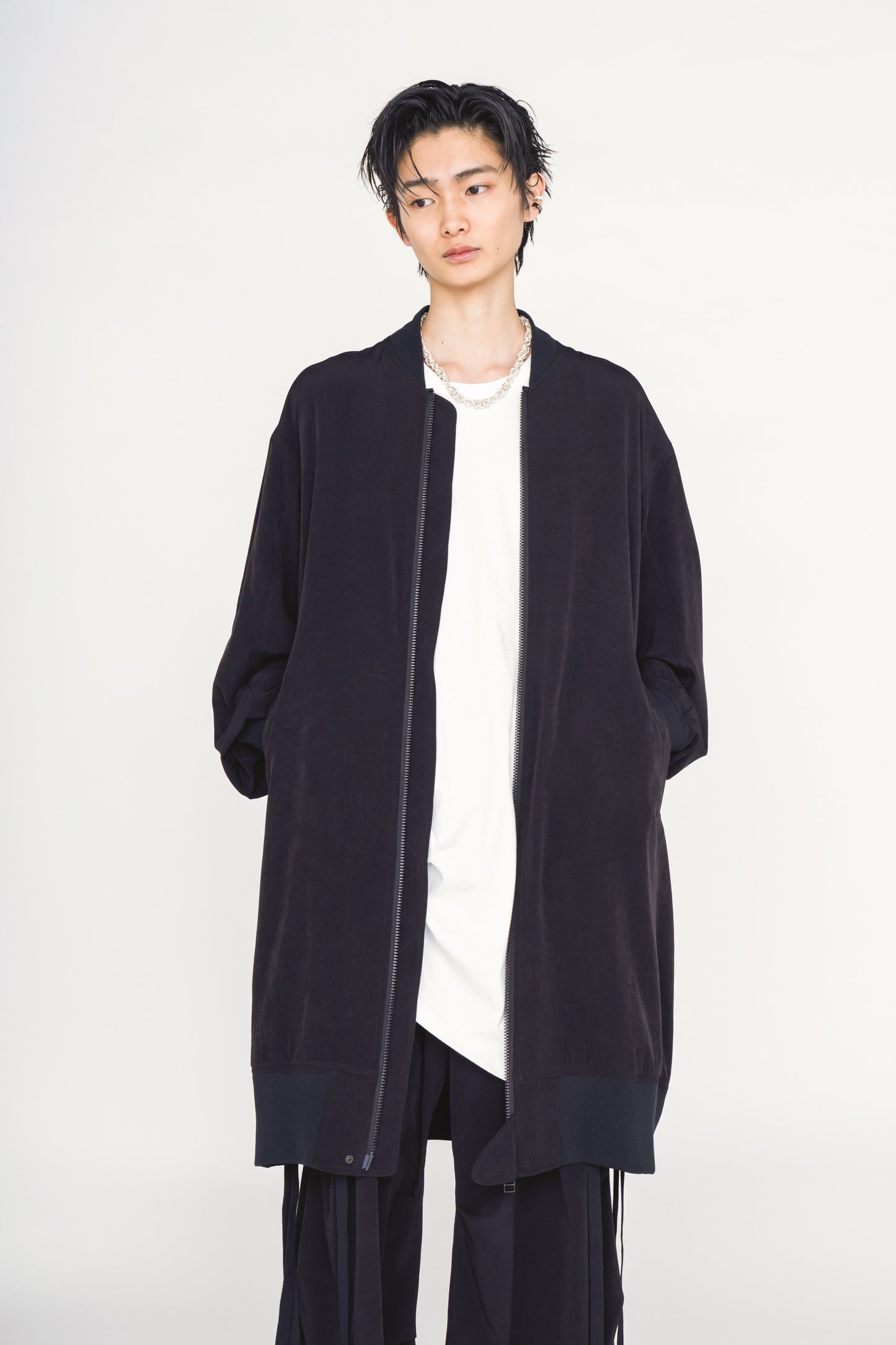 CREPE de CHINE LONG BOMBER JACKET