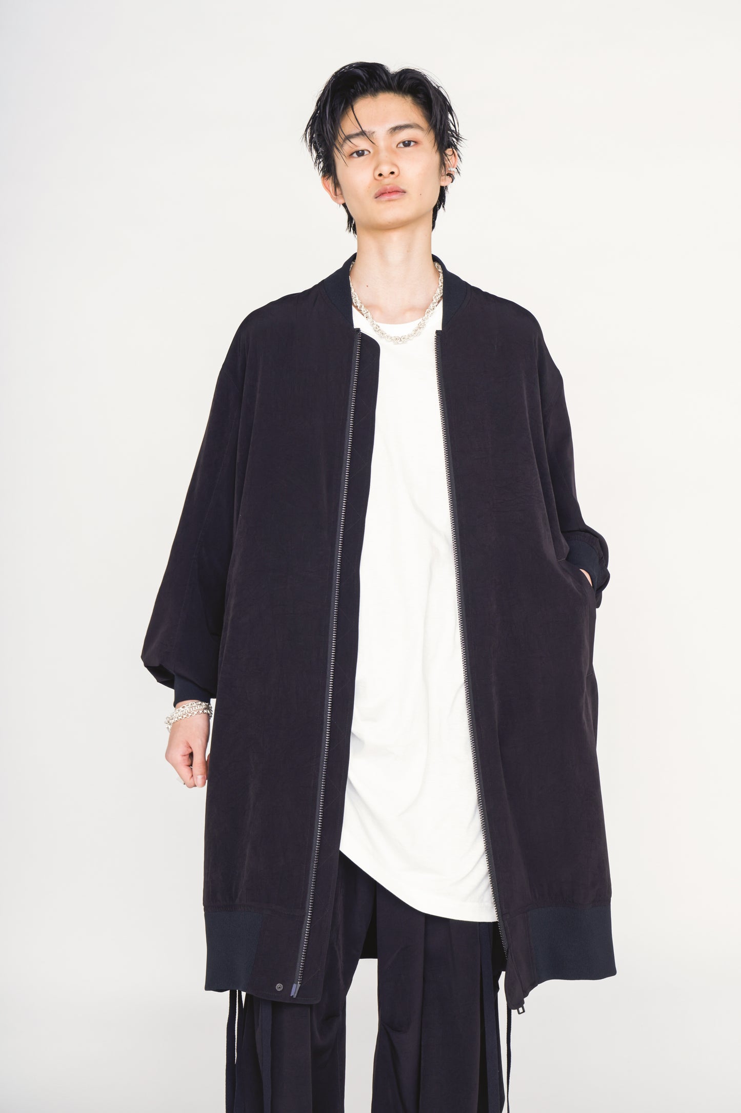 CREPE de CHINE LONG BOMBER JACKET