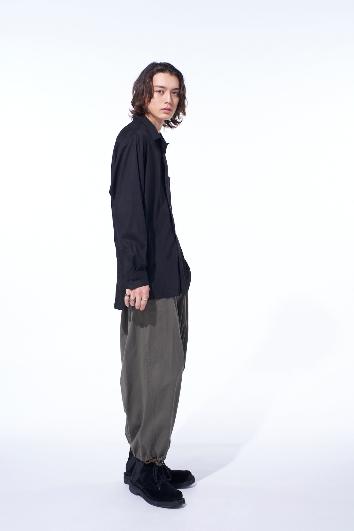 RAYON TWILL OPEN COLLAR SHIRT